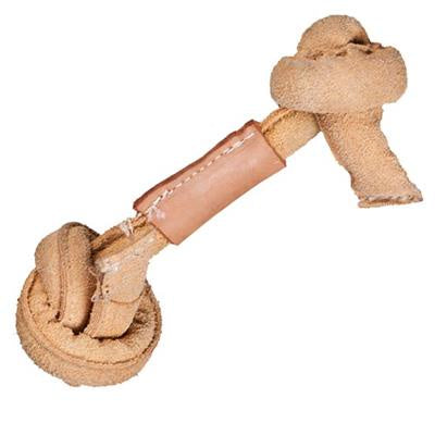 HuggleHounds Natural Leather Knot Bone (Medium)