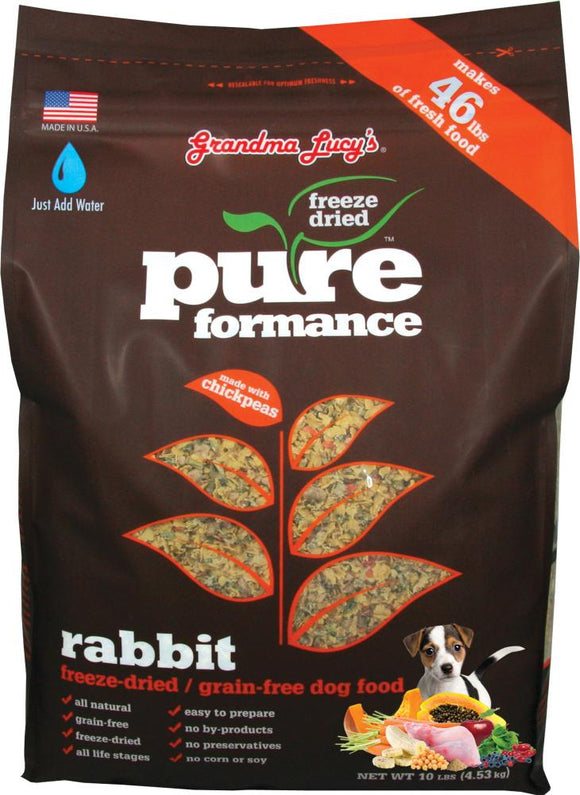 Grandma Lucy's Pureformance Rabbit and Chickpea Freeze Dried Grain Free Dog Food