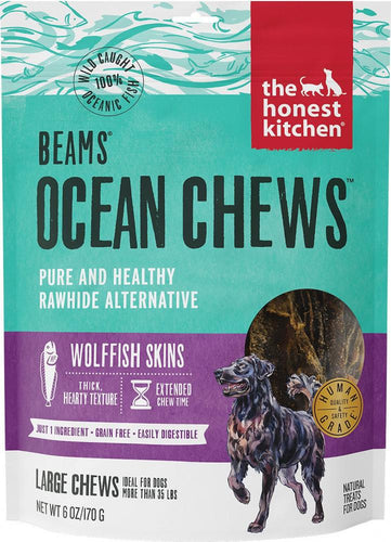 The Honest Kitchen BEAMS Grain Free Large Ocean Chews Wolffish Skin Dog Treats