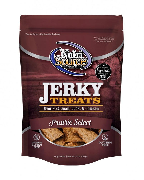 Nutrisource Prairie Select Grain Free 95% Quail, Duck, & Chicken Jerky Dog Treats