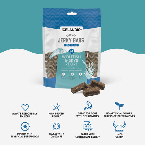 Icelandic+™ Chewy Jerky Bars Wolffish, Skyr, & Kelp Recipe Dog Treats