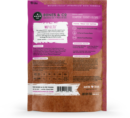 Bones & Co. Temptin’ Turkey Freeze-Dried Keto Formula