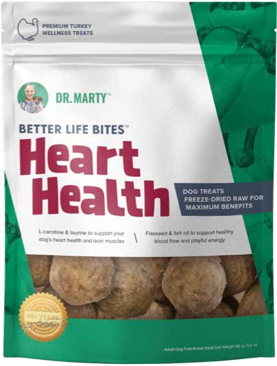 Dr. Marty Freeze-Dried Raw Better Life Bites Heart Health Turkey Wellness Dog Treats