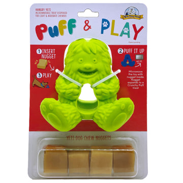 Yeti Puff and Play Dog Toy Interactive Nuggets Treats Dispenser Puzzle (Green)