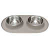 Messy Mutts Double Silicone Dog Feeder with Stainless Bowls (Large Blue)