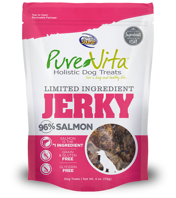 NutriSource® PureVita™ Limited Ingredient 96% Jerky Holistic Dog Treats Salmon (4oz)