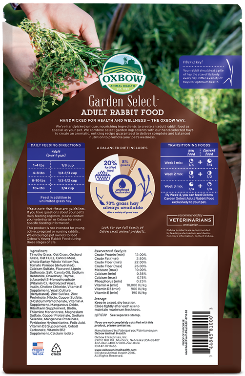 Oxbow Garden Select Adult Rabbit Food (4 lbs)