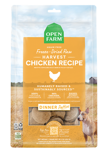 Open Farm Harvest Chicken Freeze Dried Raw Patties for Dogs