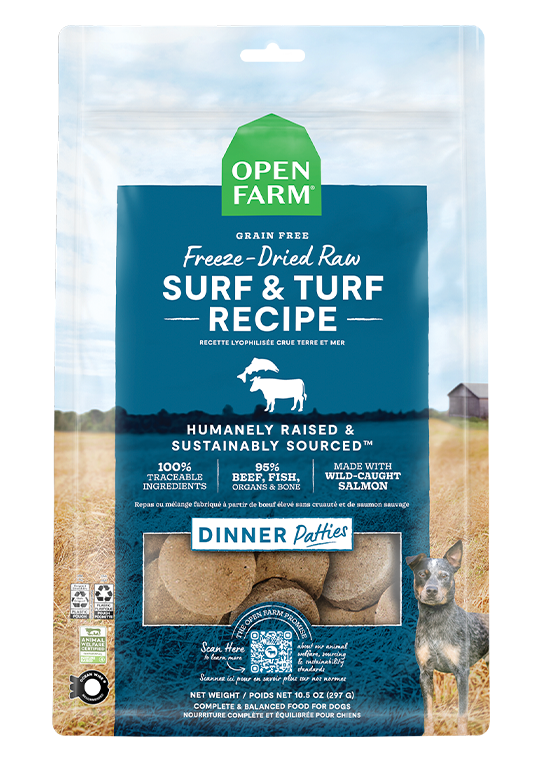 Open Farm Surf & Turf Freeze Dried Raw Patties for Dogs