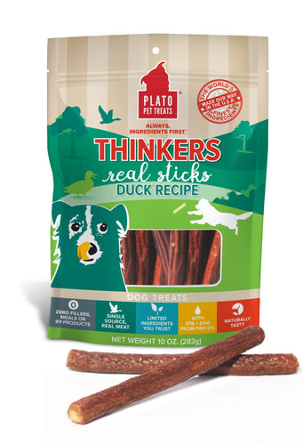 Plato Thinkers Duck Meat Stick Dog Treats (18-oz)