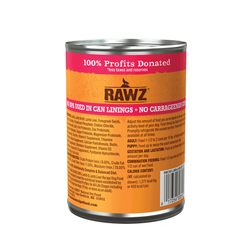 Rawz 96% Lamb & Lamb Liver Dog Food