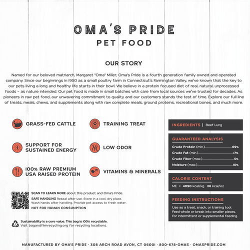 Oma's Pride Beef Lung Treats