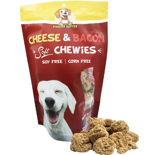 Poochie Butter Cheese & Bacon Soft Chewies Dog Treats (8 oz)