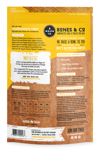 Bones & Co. Kickin' Chicken Recipe Patties Raw Dog Food