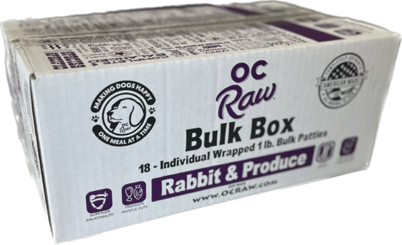 OC Raw Dog Rabbit & Produce ~ 18# Bulk Box (18 lb)