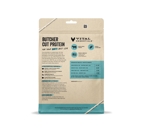 Vital Essentials Freeze Dried Raw Beef Liver Dog Treats