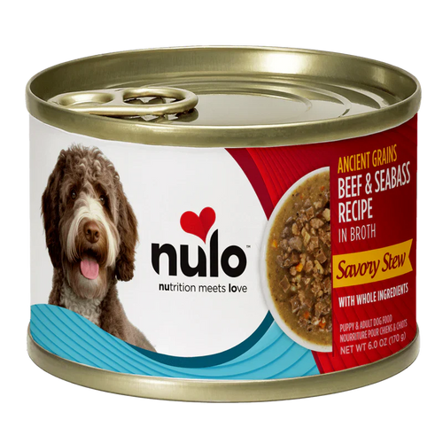 Nulo Ancient Grain Savory Stew Beef & Seabass Stew Recipe for Dogs