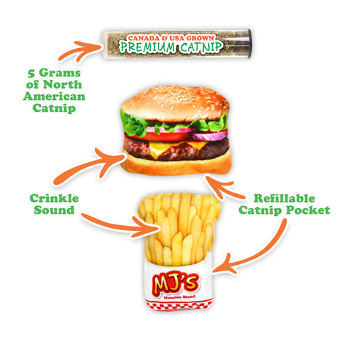 Meowijuana Get Hungry Refillable Burger and Fries Cat Toys