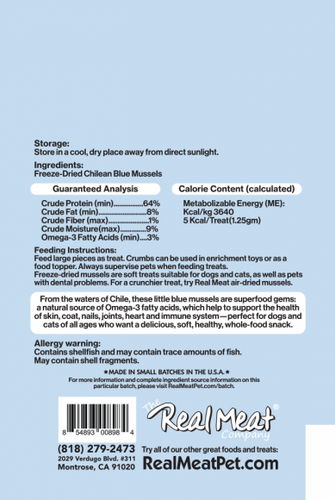 Real Meat Freeze Dried Blue Mussels