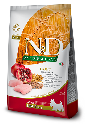 Farmina N&D Ancestral Grain Canine Chicken & Pomegranate Light Mini Dry Dog Food