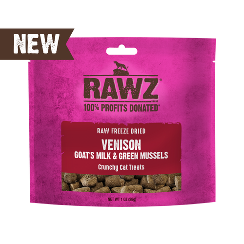 Rawz Raw Freeze Dried Venison, Goat's Milk & Green Mussels Crunchy Cat Treats