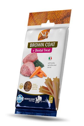 Farmina N&D Brown Brown Coat Dental Treat with Lamb, Norwegian Kelp and Carrot Medium & Maxi Dog Treats