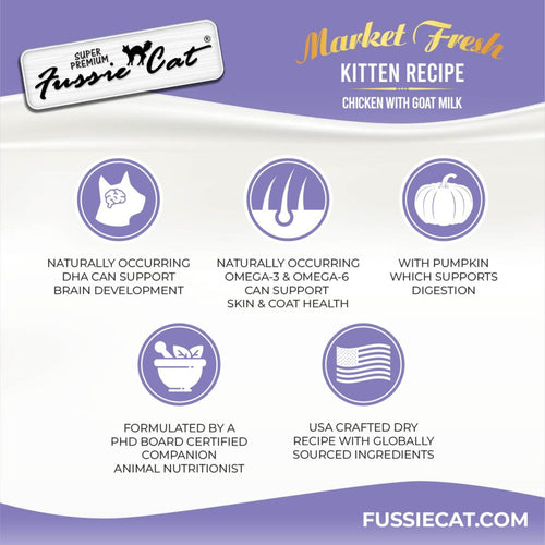 Fussie Cat  Market Fresh Chicken with Goat Milk Kitten Recipe Dry Cat Food